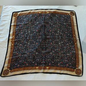 Vintage 💯 Silk Scarf Multicolor with Gold Accents